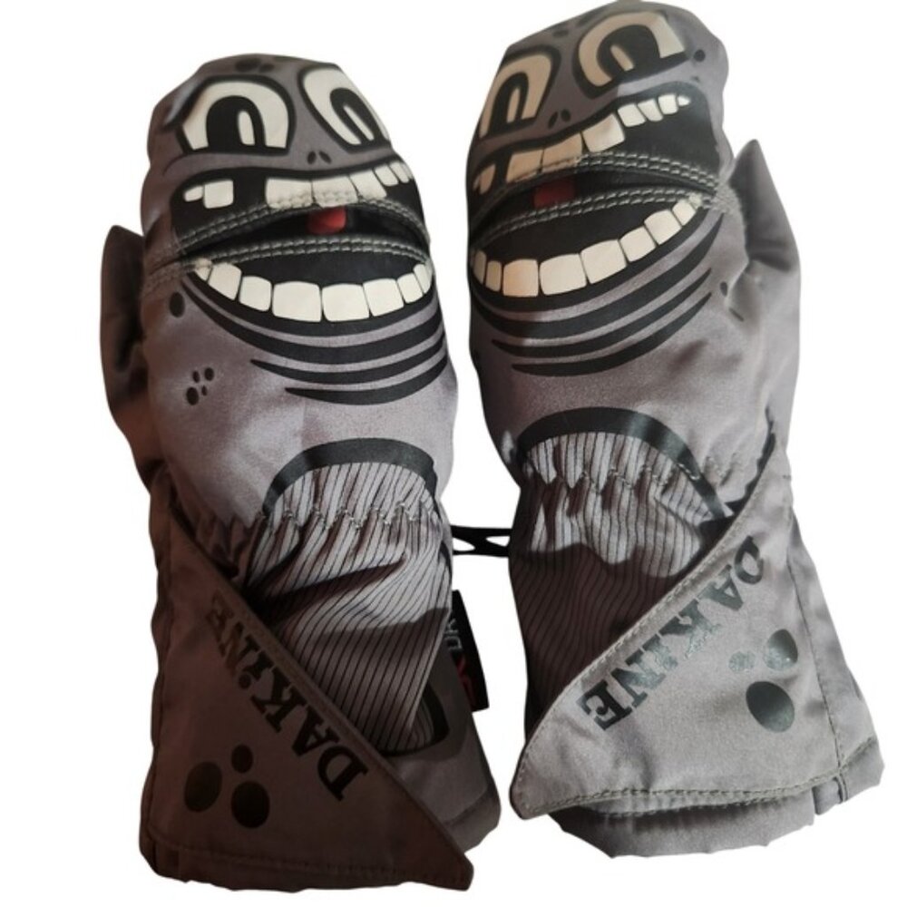 Dakine Toddler Scruffy Monster‎ Mittens Grey Insulated Winter Snow Gloves S 1-2Y